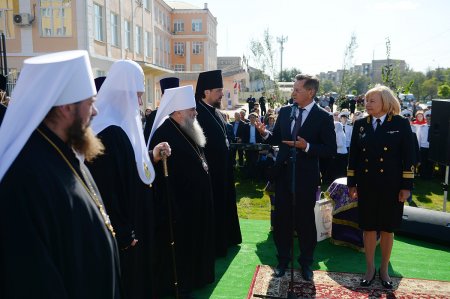 Святейший Патриарх Кирилл совершил закладку Никольского храма в Каспийском институте морского и речного транспорта в Астрахани